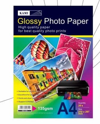 A4 GLOSSY PHOTO PAPER 135GSM (20SHEET/PKT)
