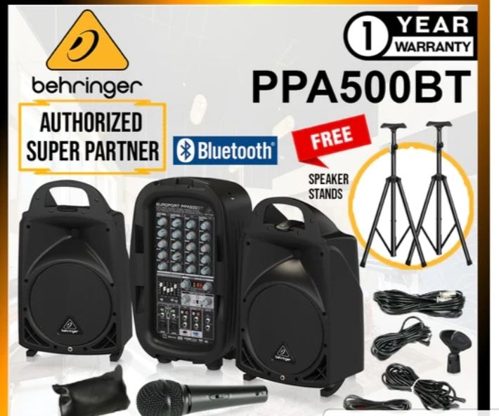 Behringer Europort PPA500BT Portable PA System Set ( PRE- ORDER) Behringer Europort PPA500BT Portable PA System Set(PRE -ORDER( 4 WK- 8 WK) FREE DELIVERY