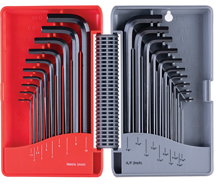 *Kennedy Hex Key, L-Handle, Hex, Metric/Imperial, 1.5-10mm, 1/16-3/8", 20-piece SKU:  KEN6022800K