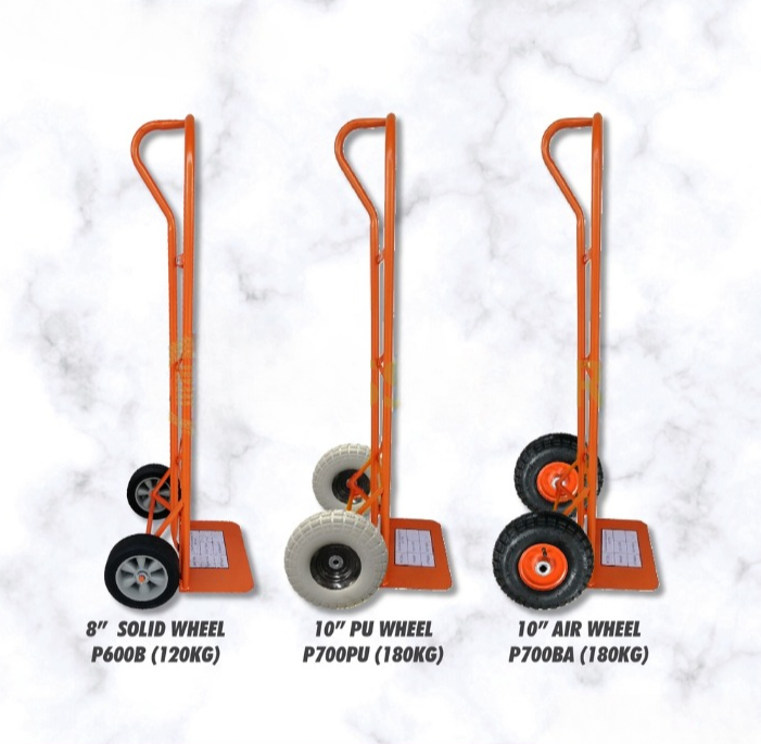 MYSTAR P SHAPE HAND TRUCK 2 WHEEL TROLLEY WITH 10" PU WHEEL / WITH 8" SOLID WHEEL