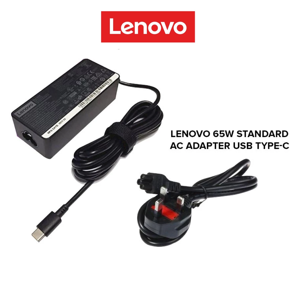 Lenovo 65W Laptop Adapter Charger USB Type-C 3-PIN UK PLUG (4X20M26283)