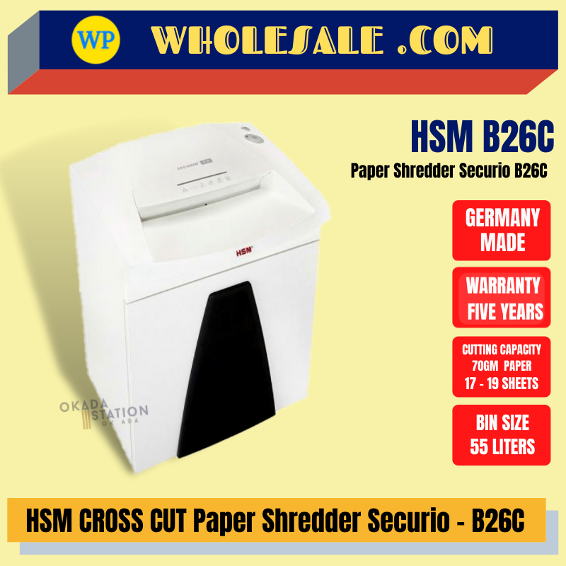 HSM / PAPER SHREDDER / SECURIO / CROSS CUT / B26C / SHREDDER MACHINE / OFFICE SHREDDER /