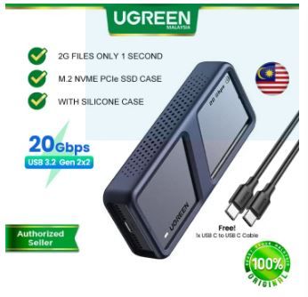 UGREEN M.2 NVMe and SATA SSD Enclosure Reader 20Gbps USB C 4 3.2 Gen2 Thunderbolt 3 Compatible Tool-Free NVMe
