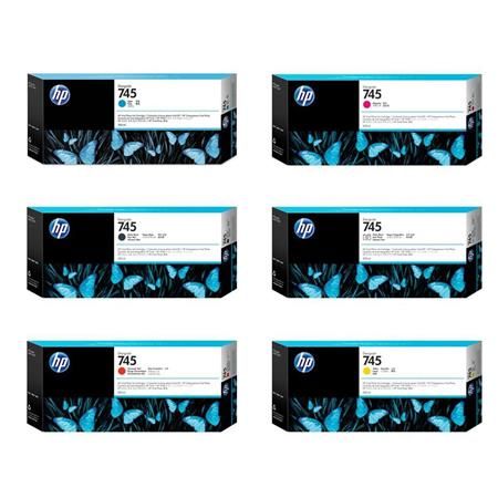 HP 745 300-ml DesignJet Ink Cartridges - F9K01A(MAGENTA)F9K02A(YELLOW)F9K03A(CYAN) F9K04A(PHOTO BLACK) F9K05A(MATTE BLACK) F9K06A(CHROMATIC RED)