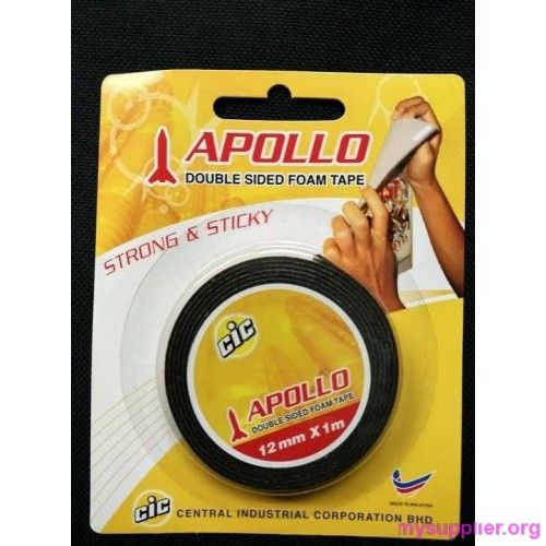 Apollo Double Sided Foam Tape Black 12mm x 1m