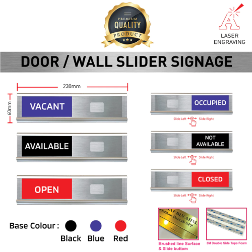 Door Slider Function Signage - Sizes 230mm x 60m