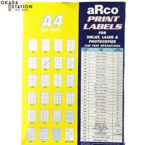 A4 Arco Print Label for Inkjet, Laser and Photocopier (100 sheets)