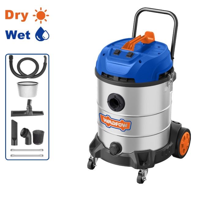 WADFOW VACUUM CLEANER (2 X 1200W, 60L) PURE COPPER WIRE MOTOR W/ WET & DRY INCL. METAL TUBES + FILTER BAG WVR5A60