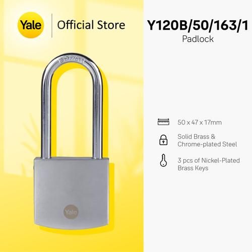 Yale 50mm Padlock Long Shackle Padlock Y120B/50/163/1