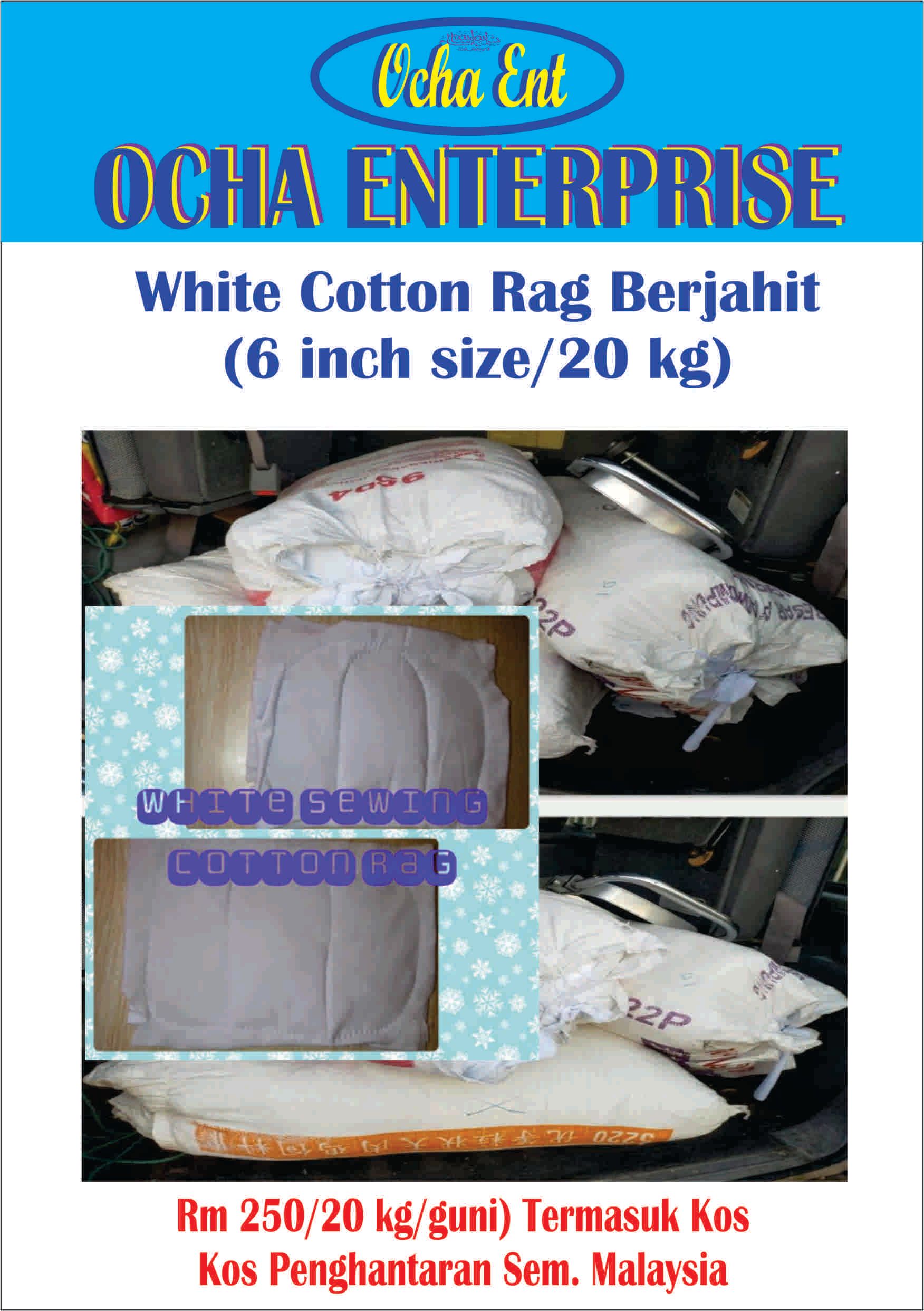Ocha White Cotton Rag Berjahit (6 inch size/20 kg)