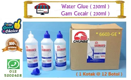 Chunbe Water Glue - 230ml / Gam Cecair # 6603-GE # RP0673 ( KTT : 1 Kotak @ 12 Botol )