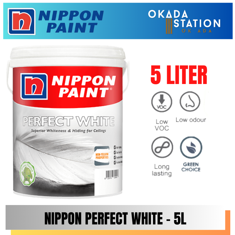 Nippon Paint / 5L / 5 Liter / Interior Paint / Perfect White / Water Based / Cat Dalaman / Cat Air / Cat