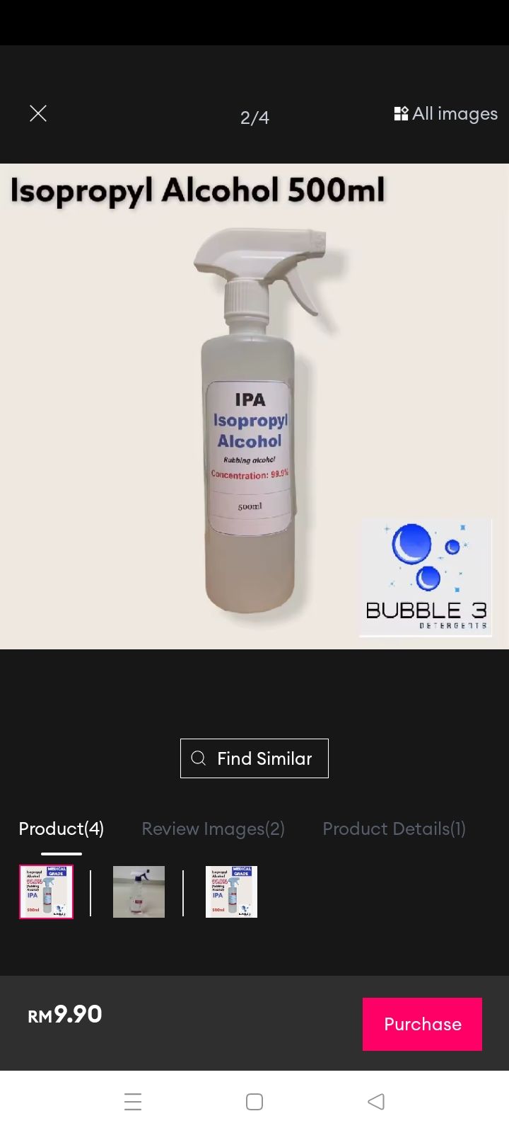 ISOPROPYL ALCOHOL(IPA) 98.8% RUBBING SPRAY 500ML