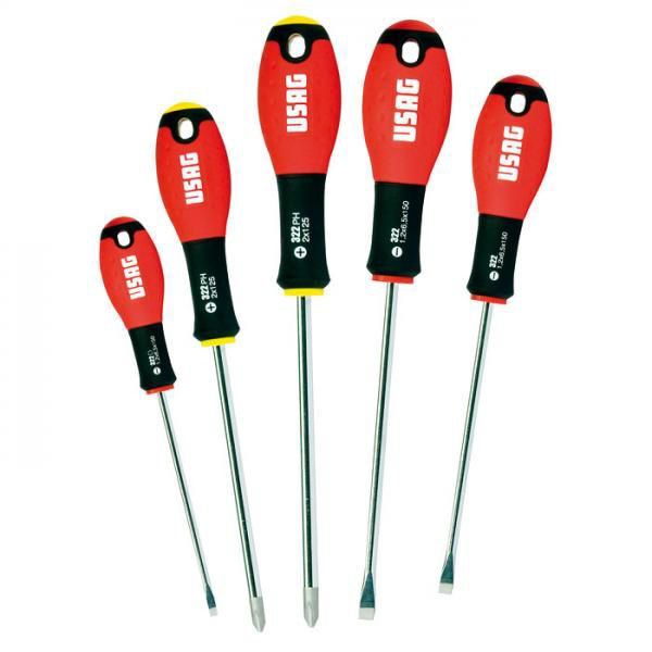 USAG U03220253 - Set of 5 screwdrivers for slot-head and PHILLIPS庐 screws