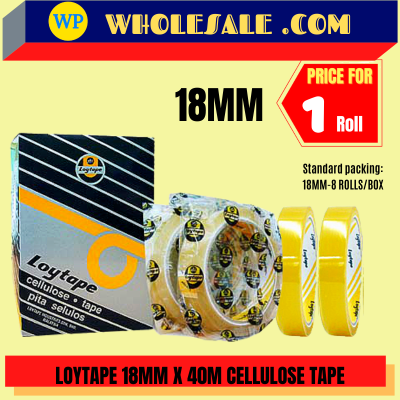 LOYTAPE CELLULOSE TAPE - 18MM X 40M / Loytape / Tape / Cellophane Tape / Cellulose Tape / 18MM X 40M / Loytape 40m Cellulose Tape