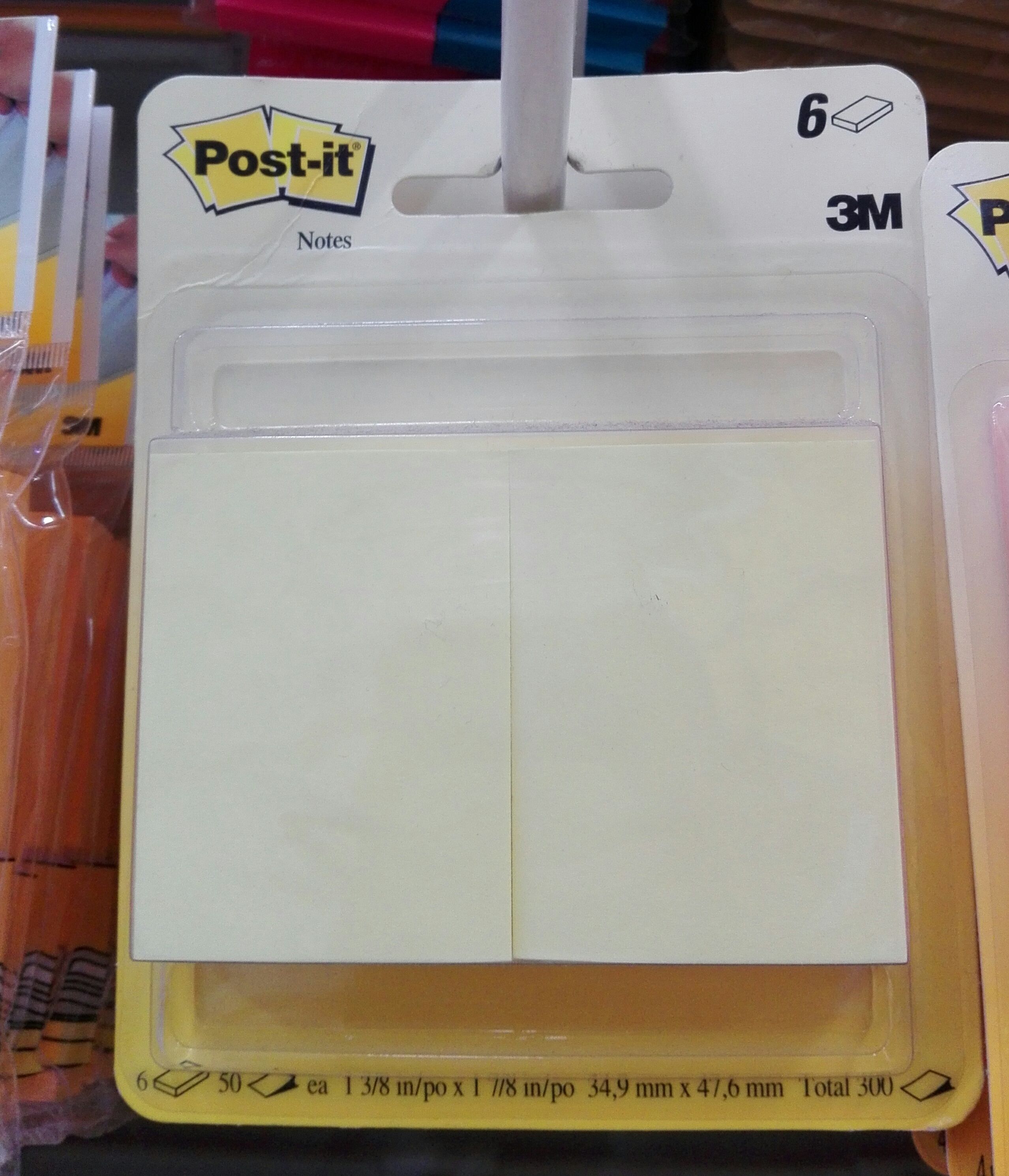 Post-it Notes ( 34.8mm x 47.6mm ) Light Yellow - 300's