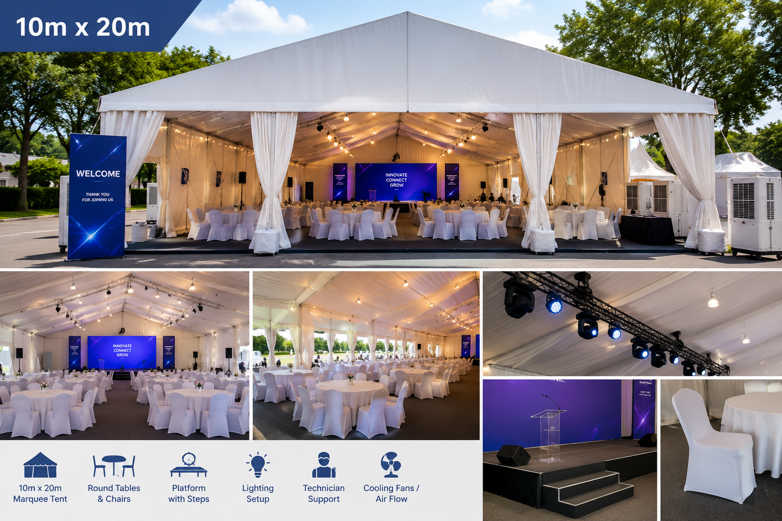 OEM Outdoor Event, Marquee Tent Setup Package – 10m x 20m