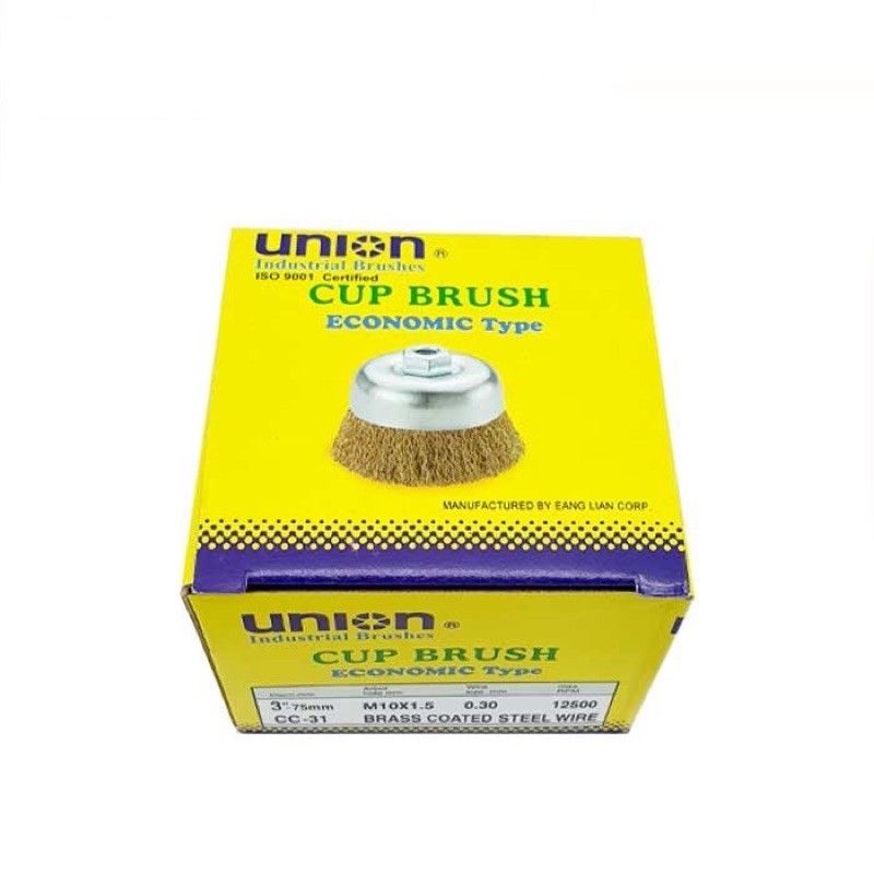 3" UNION CUP BRUSH M10 X 1.5MM BRASS COATED STEEL WIRE / UNION WIRE WHEEL CUP BRUSH COPPER FOR ANGLE GRINDER CC31