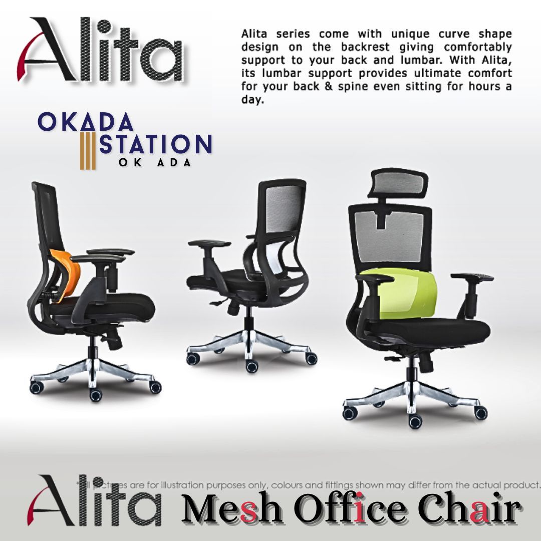 ALITA 2 PU LEATHER ERGONOMIC OFFICE MESH CHAIR WITH CHROME BASE