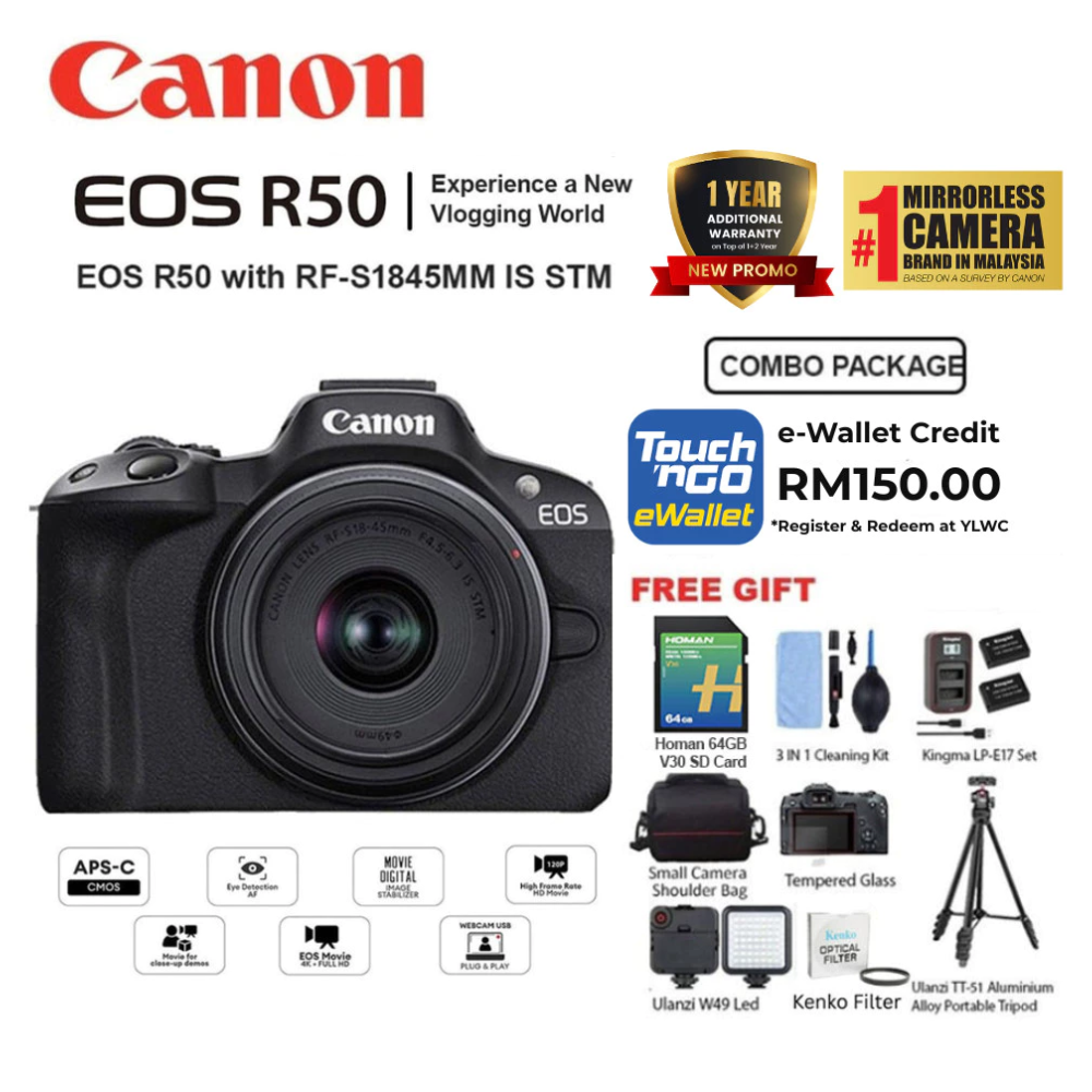 Canon EOS R50 Mirrorless Digital Camera With Lens 18-45MM