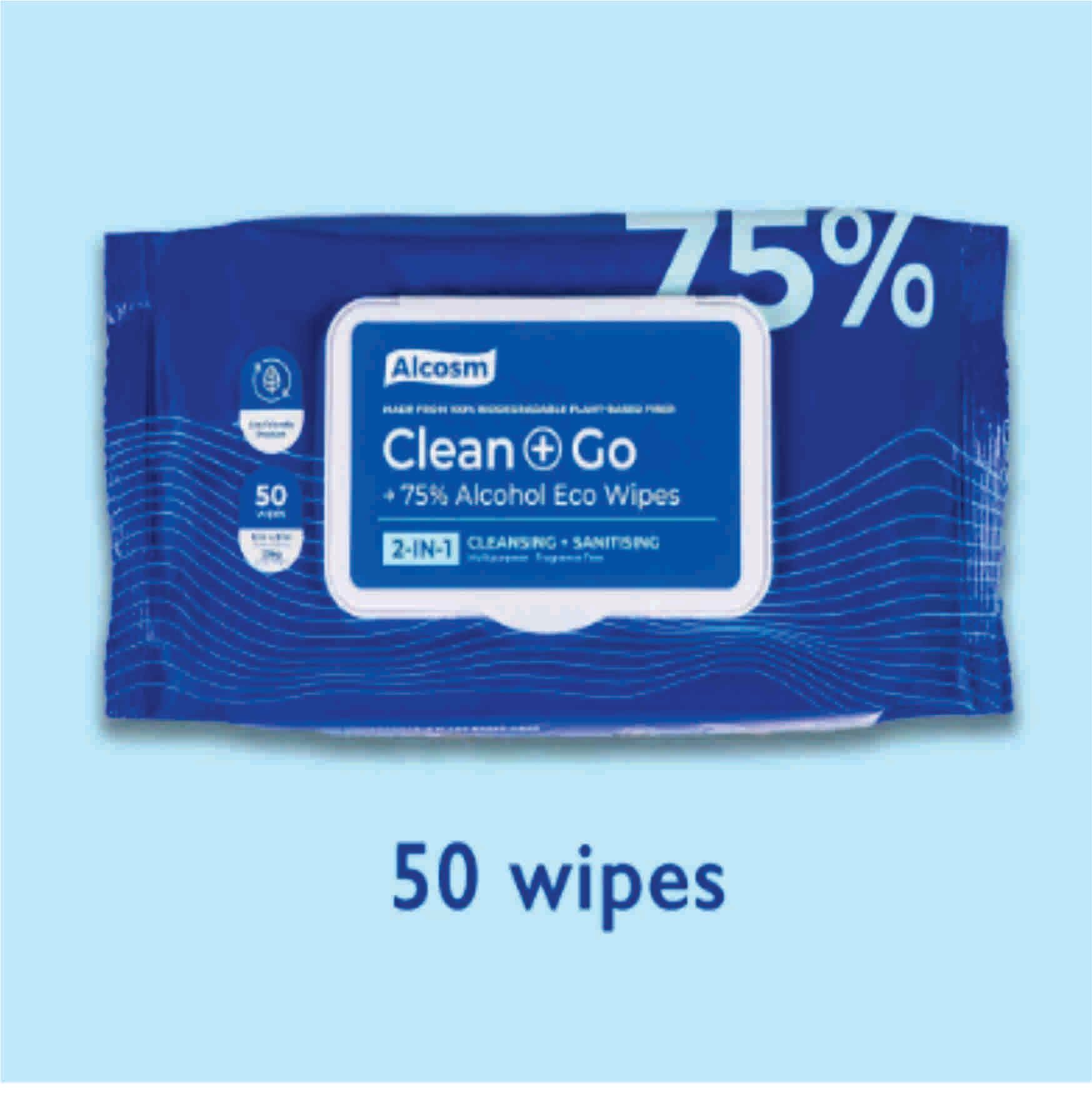 OCHA Alcosm 75% Alcohol Wipes Classic Disinfectent (50 sheet)- Ocha Free delivery- 24pack / Boxes free delivery peninsular only