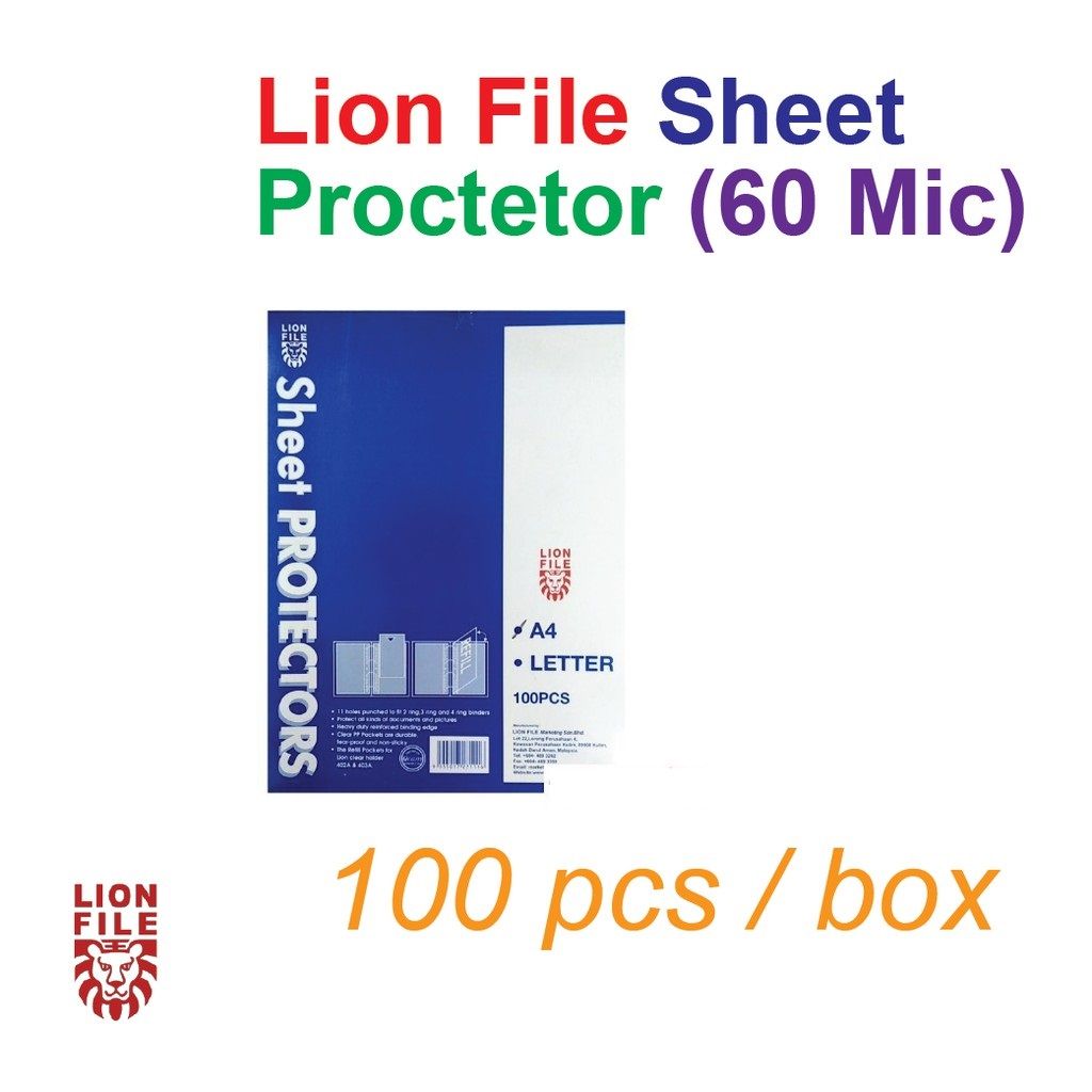 Lion File 60 micron A4 PP Sheet Protector (100pcs/box)