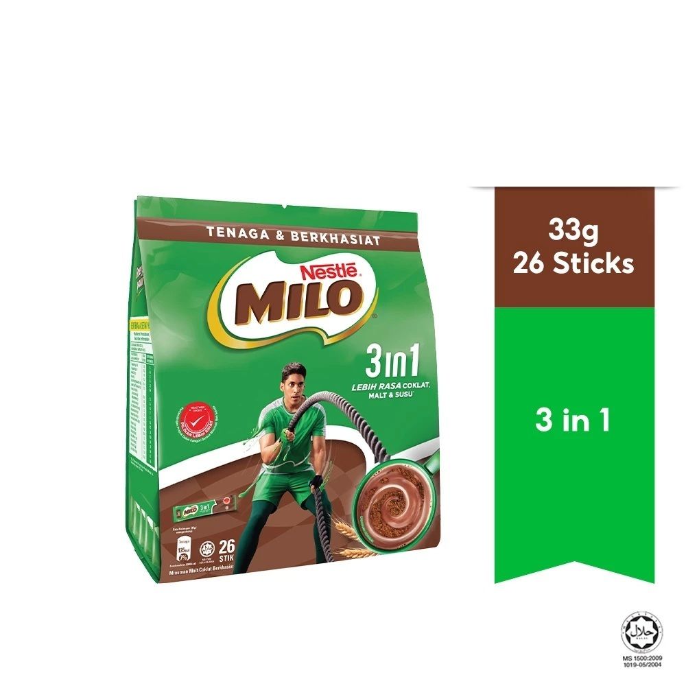 Nestle Milo 3in1 Activ-Go Mixes 33g x 26s (Halal)