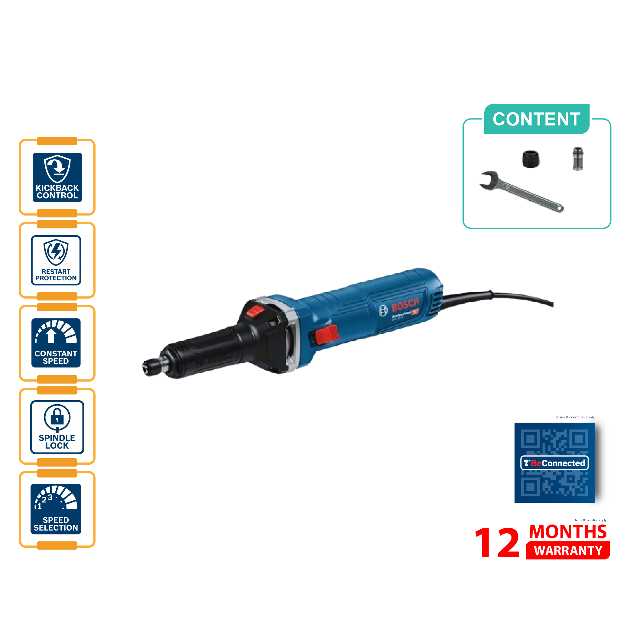 BOSCH GGS 30 LS Straight Grinder - 06012B50L0