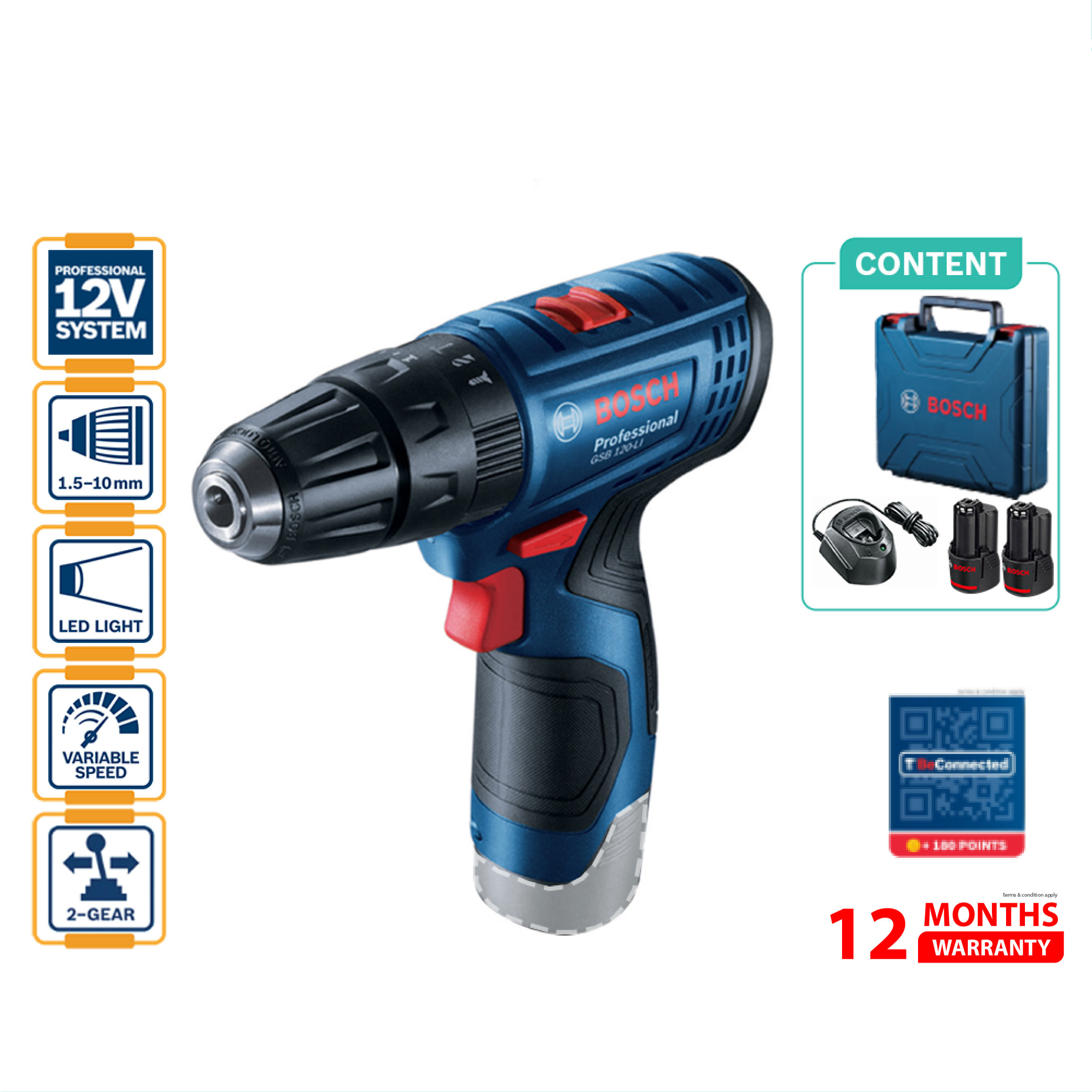 BOSCH GSR 120 LI Cordless Drill/Driver- 06019G80L0