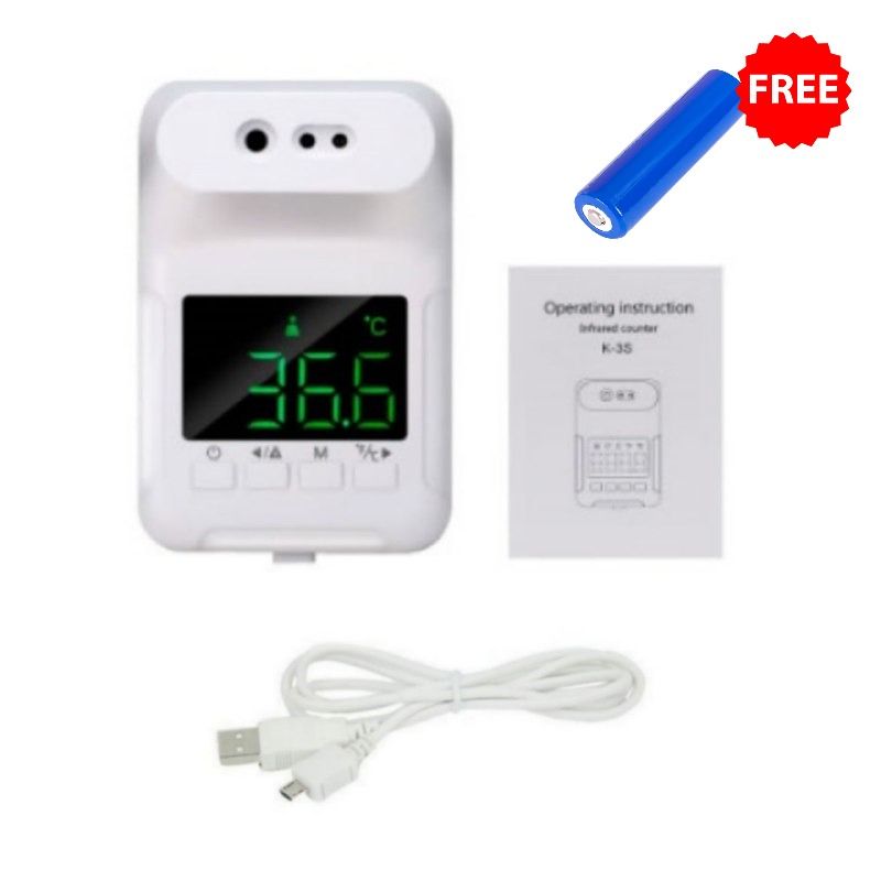 CE Certified!!! K-3X Ready Stock Fixed Thermometer Set Digital Temperature Scan USB Rechargeable Battery (Device Only)