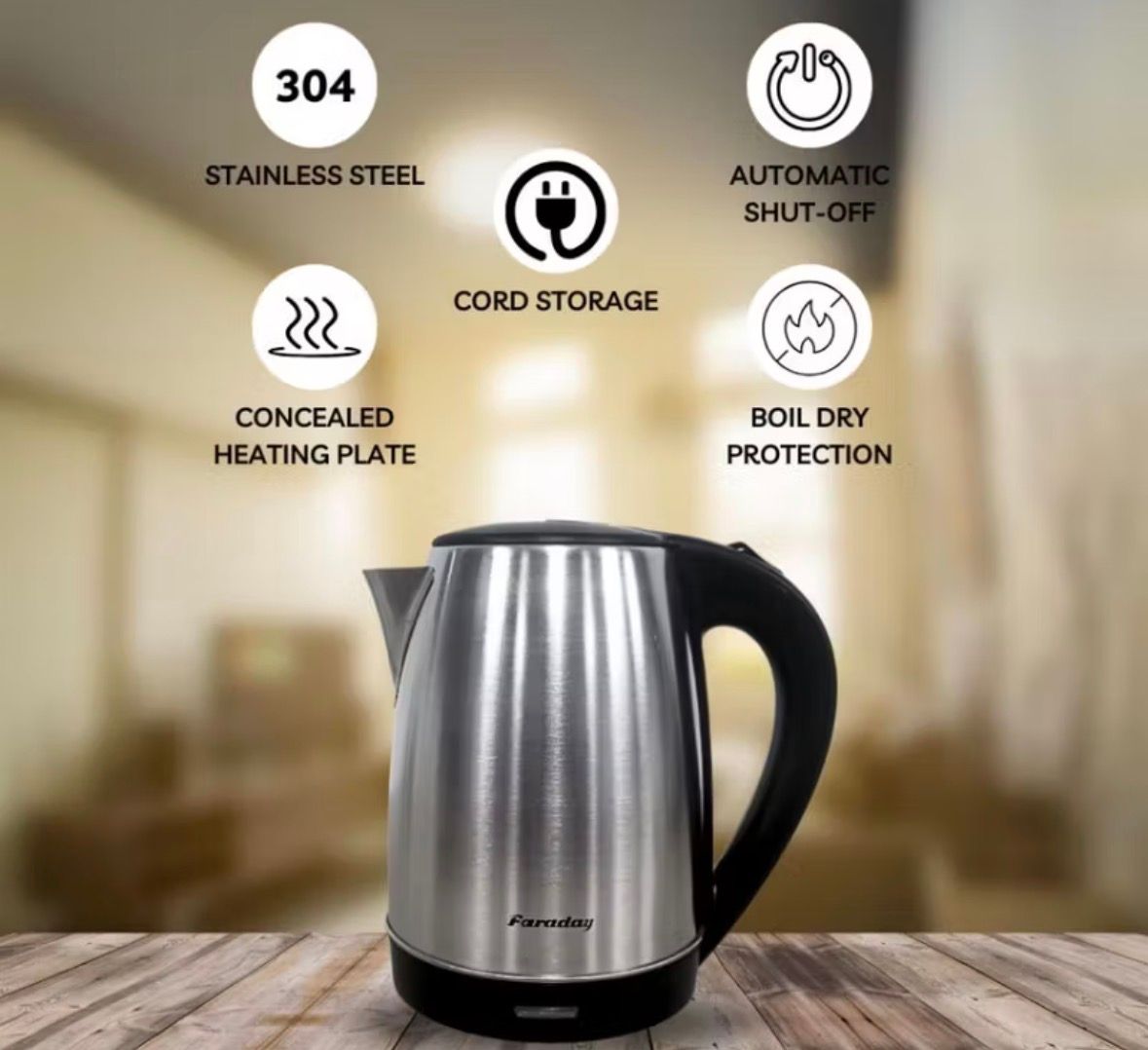 Faraday 1800W Jug Kettle (1.7L) FJK-2818S