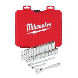 Milwaukee 1/4" Drive Metric 28pcs Ratchet & Socket Set 4932-4649-43