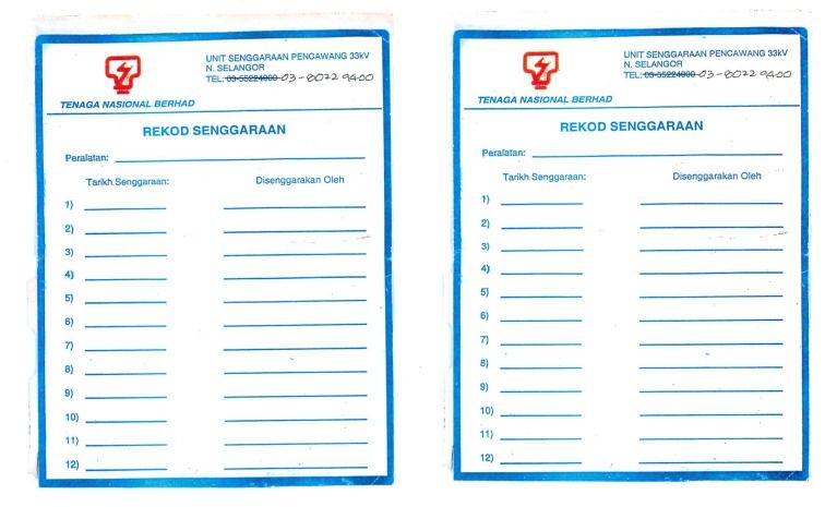 QS Sticker Rekod Senggaraan Gloosy / Matte