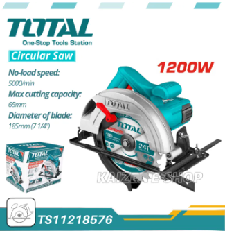 TOTAL TS11218576 CIRCULAR SAW (ADJUSTABLE BLADE DEPTH AND BEVEL ANGLE.)