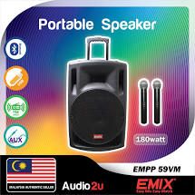 EMIX EMPP-59VM 15'' 450W Portable Speaker with 2 Wireless Handheld Microphone (EMPP59VM / EMPP 59VM)
