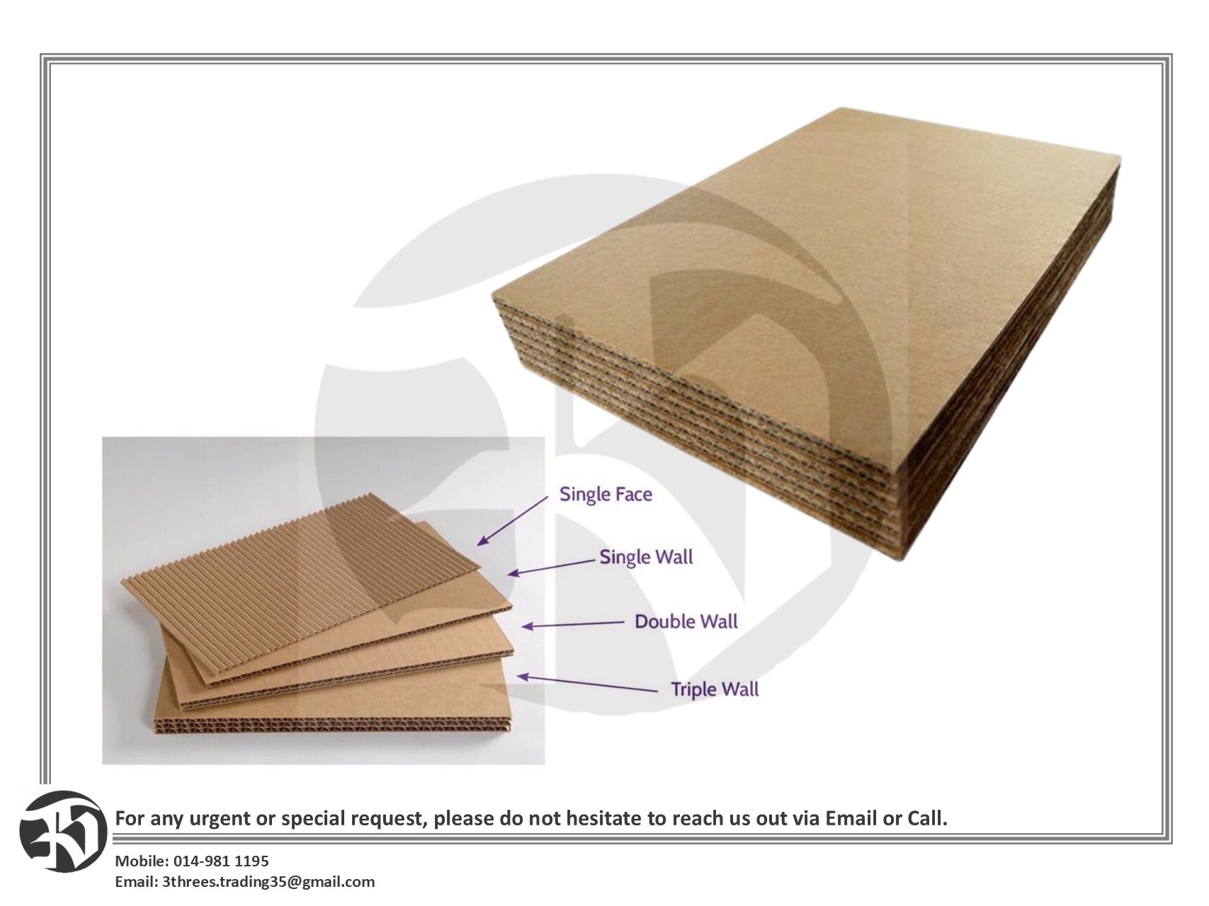 Kraft Board/Corrugated Board Single Wall A1 2Pcs