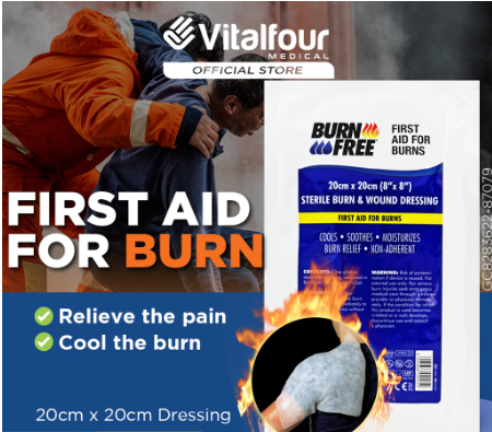 VITALFOUR BURNFREE BURNSHIELD FIRST AID BURN DRESSING FIRST AID FOR BURN(20CM X 20CM) (1PC/PACK)