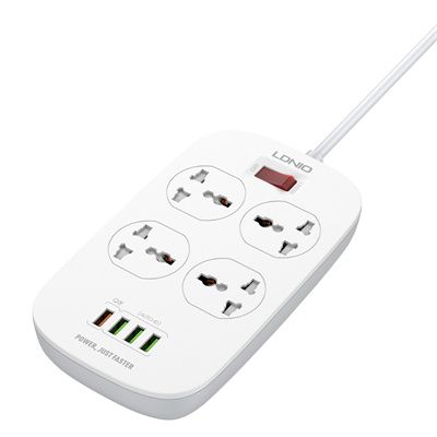 LDNIO SC4407 4 Universal AC Sockets + 4 USB Ports Power Strip with 2M Power Cord