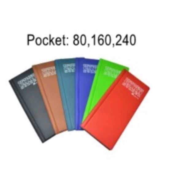 Call Card Pocket Holdet : 80, 160, 240 Colour: MIx ( Black, Blue, Red)