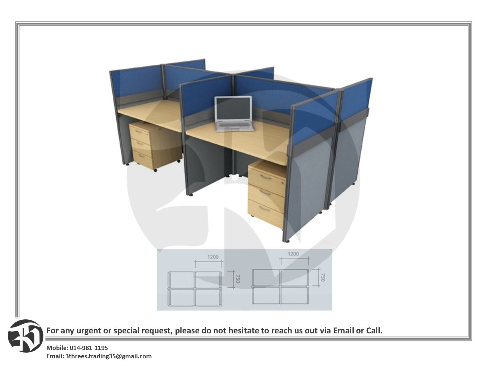 Office Modular Table 1/2/4 Seater