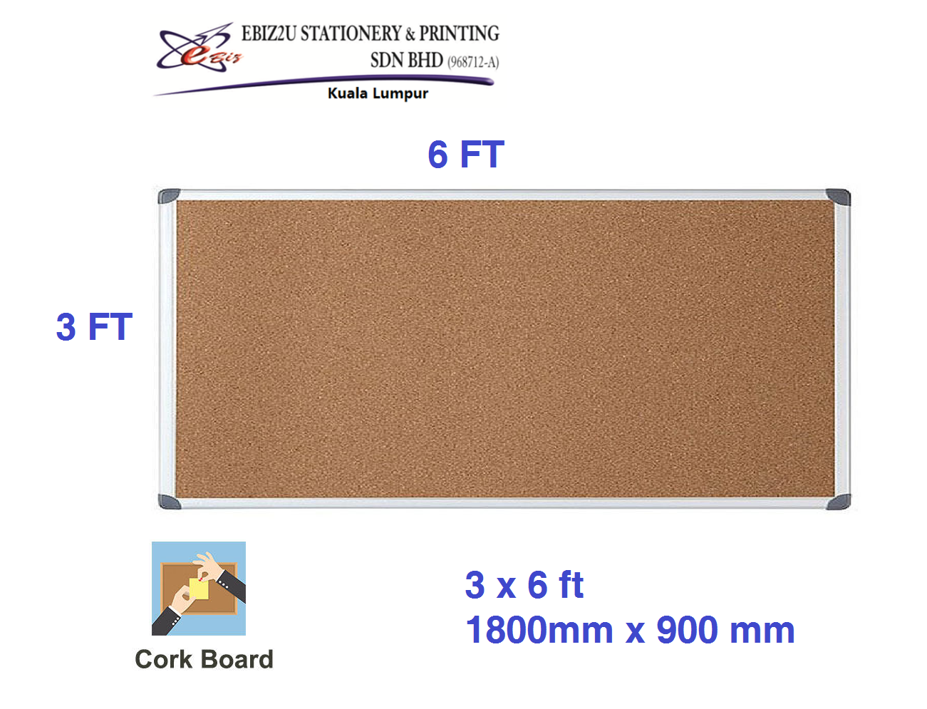 Writebest Aluminum Frame Notice Bulletin Cork Board (3' X 6')
