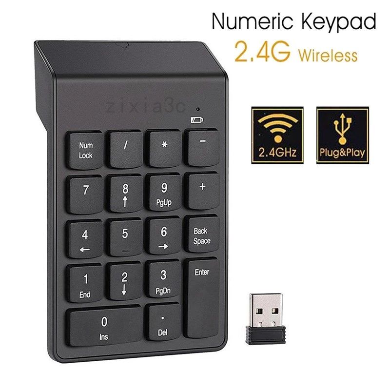 ZIXIA3C / Mini Wireless Numeric Keypad / Wireless Keypad / 2.4GHz Numpad / 18 Keys Digital Keyboard / Laptop Numpad / Notebook Numpad / Pad Nombor Laptop / Numpad Wireless / Numpad