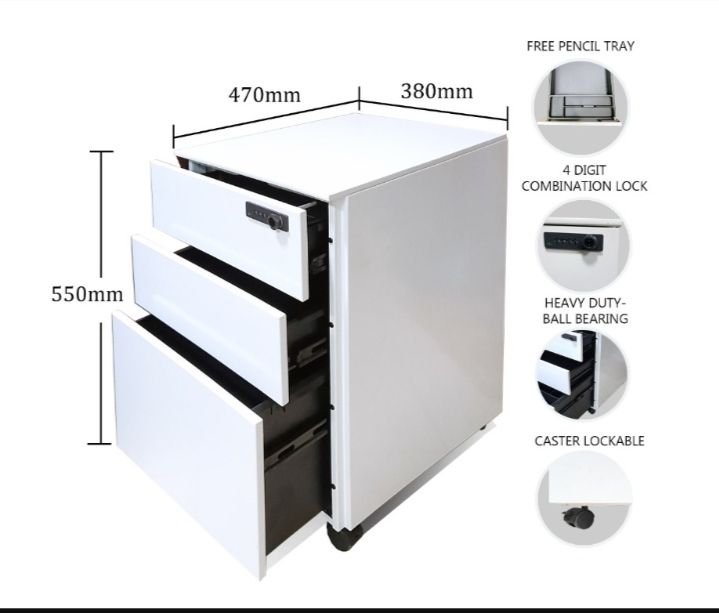 Steel Mobile Pedestal Drawer with Digital Lock Color- Klang valley only