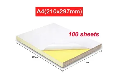 A4 SIZE WHITE STICKER GLOSSY PAPER PRINTING LABLE / 100 SHEETS