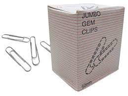 JUMBO GEM CLIPS 50MM 10BXS/BOX