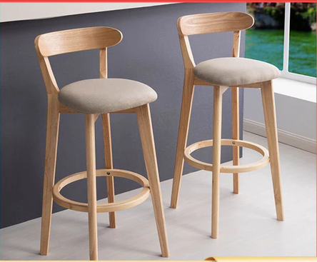 ok Solid Wood High Bar Chair Modern Minimalist High Stool Bar Chair Front Desk Shop Bar Stool