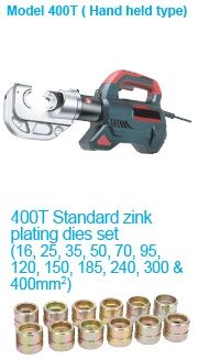 Temo Electric Hydraulic Crimping Tool Kits 400T Hand Held Type Standard Zink Plating Dies Set