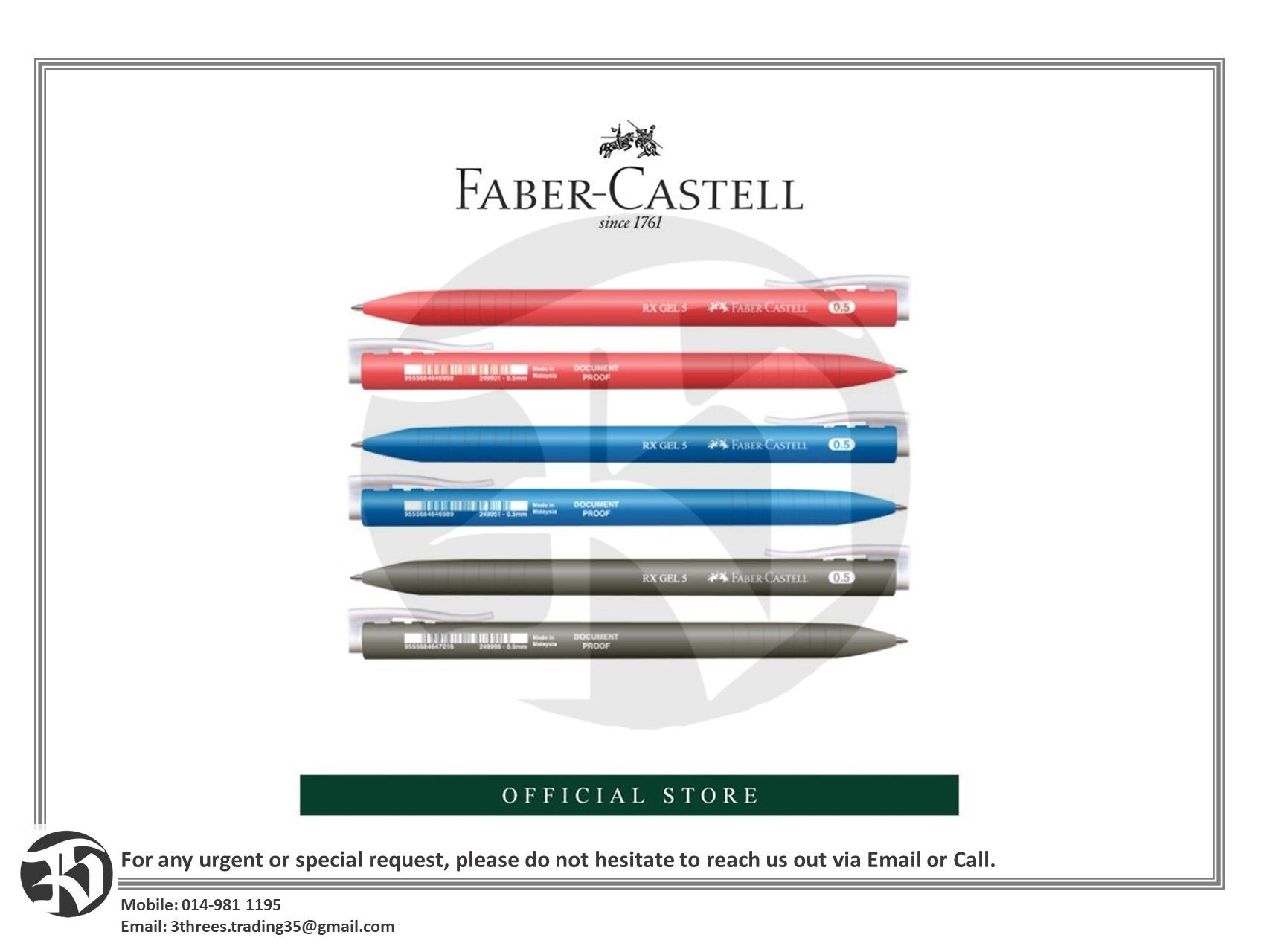 Faber-Castell RX Gel Pen, Box of 10 pieces