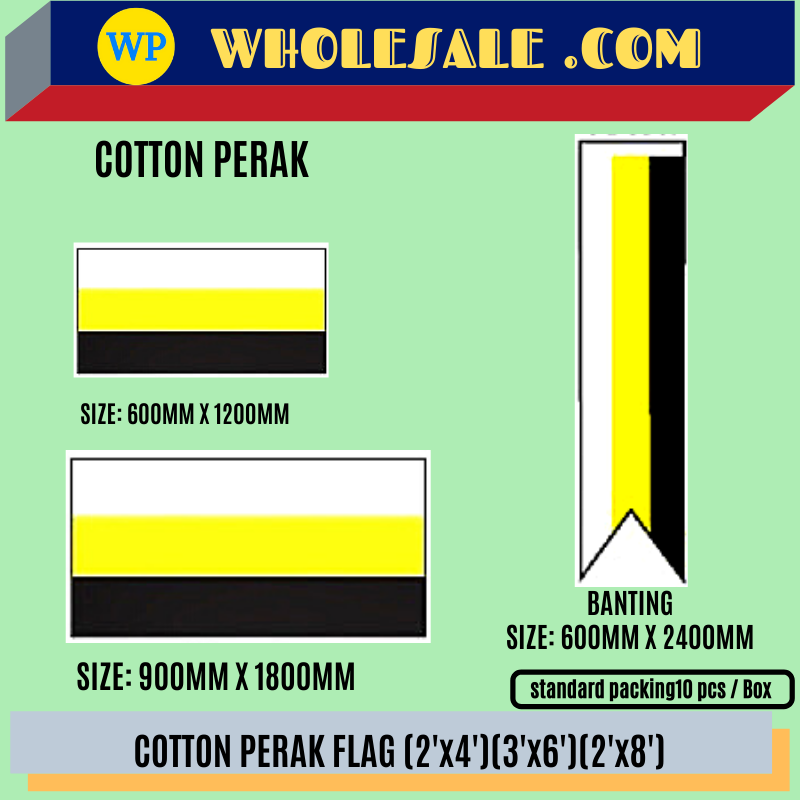 Perak Flag / Flag / Perak State Flag / Polymesh Cotton / 2'x4' / 3'x6' / 2'x8' / F1504-PK / F15060-PK / F15064-PK / Bendera Perak / Bendera