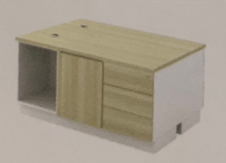 SIDE CABINET OPEN SHELF +SWINGING DOOR +FIXED PEDESTAL 3D